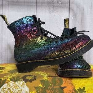 Dr. Martens 1460 Pascal J Rainbow Snake Print Boots, sz US 3